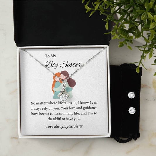 To My Big Sister – Necklace & Earring Set | Elegant Token of Our Sisterly Bond