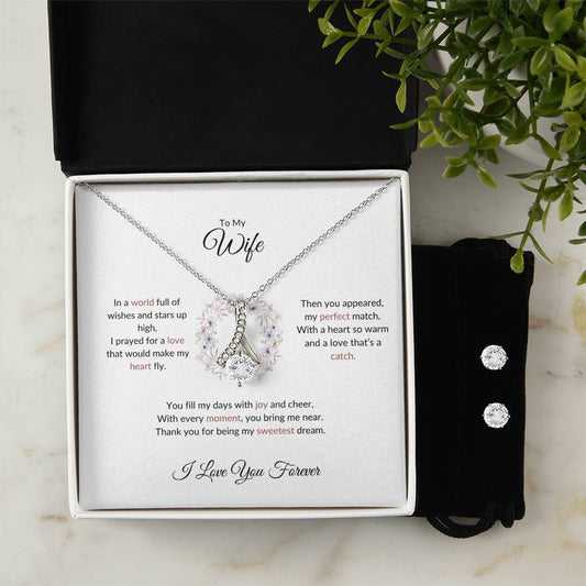 To My Dearest Wife, The Woman I Prayed For - Beauty Necklace & Earring | Beauty Necklace For Wife