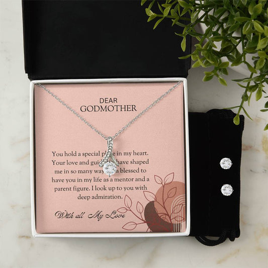 To My Special Godmother Alluring Beauty Necklace & Earrings Set – Unique and Thoughtful Jewelry for Godmother | Godmother Gift