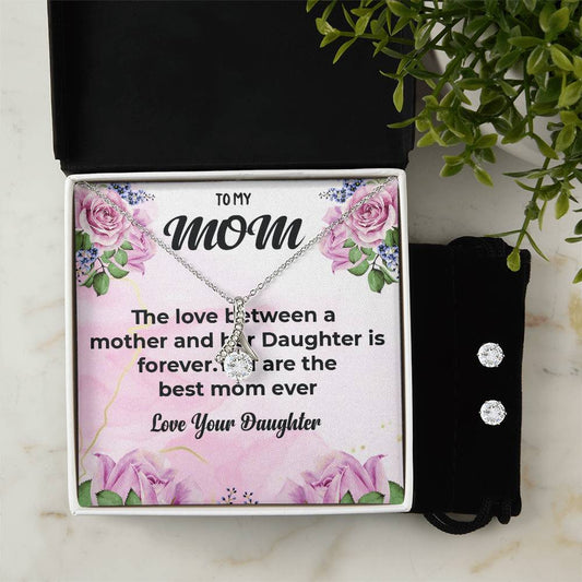 To My Mom | Elegant Alluring Beauty Necklace and Earrings Gift | Mother-Daughter Bond Necklace