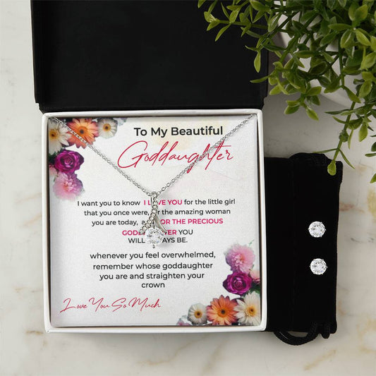 Alluring Beauty Necklace & Earring Set | To My Beautiful Goddaughter | A Timeless Piece for a Timeless Bond | Goddaughter Gift