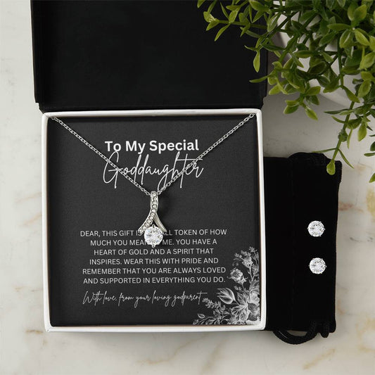 Alluring Beauty Necklace & Earring Set | To My Special Goddaughter | A Gift of Grace and Charm | Goddaughter Gift