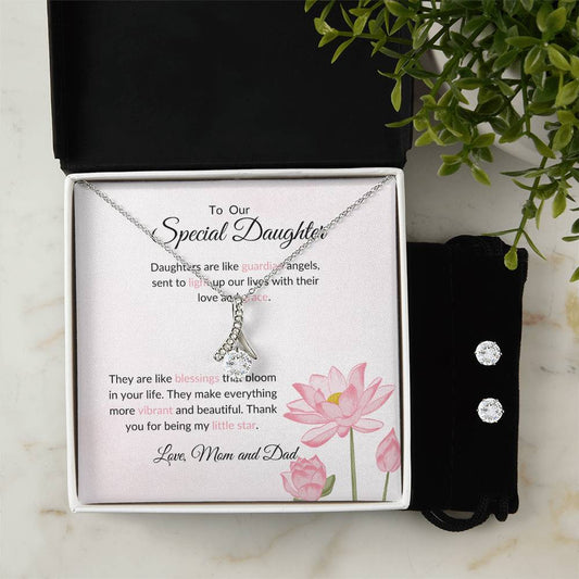 To My Special Daughter – Heartfelt Beauty Necklace & Earrings Bundle Present For Daughter
