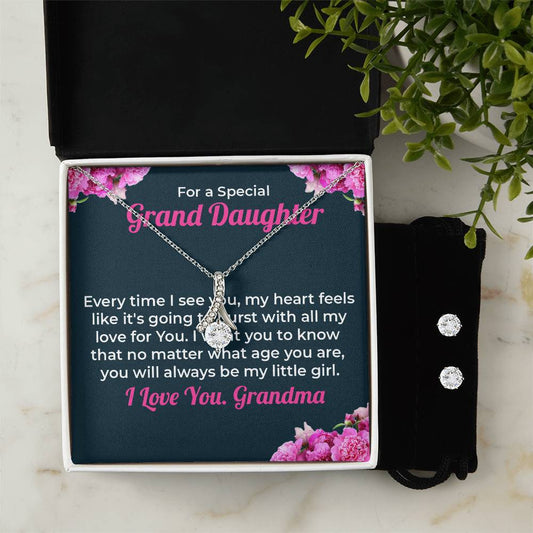 To My Special Granddaughter | Alluring Beauty Necklace & Earring Set, A Gift from Grandma