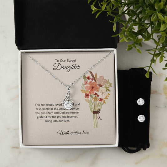 To My Sweet Daughter – Heartfelt Beauty Necklace & Earrings Set