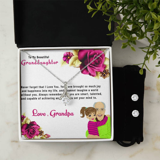 To My Lovely Granddaughter | Alluring Beauty Necklace & Earring Set, A Treasured Gift from Grandpa