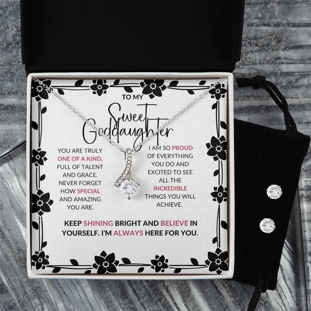 Alluring Beauty Necklace & Earring Set | To My Sweet Goddaughter | Celebrate Her Unique Spirit | Goddaughter Gift