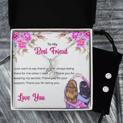 To My Lifetime Best Friend - Alluring Beauty Necklace and Earrings Set | Gift for Best Friend | Friendship Gift