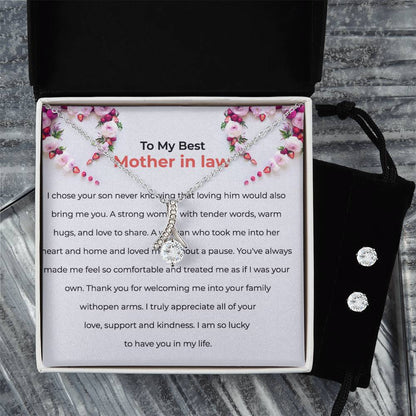 To the Best Mother-in-law | Eternal Beauty Necklace | Cherished Gift for Mother-in-law | Necklace & Earring Set Gift