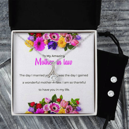To My Amazing Mother-in-law | Eternal Beauty Necklace | Thoughtful Gift for Mother-in-law | Necklace & Earring Set Gift