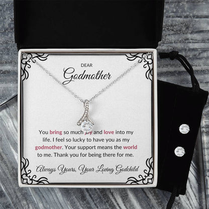 To My Lovely Godmother Alluring Beauty Necklace & Earrings Set – Elegant, Sentimental Gift to Celebrate a Cherished Godmother | Godmother Gift