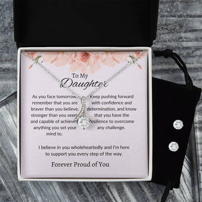 To My Dear Daughter – Heartfelt Beauty Necklace & Earrings Jewelry Bundle Gift From Dad