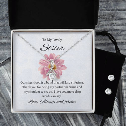 To My Lovely Sister – Beauty Necklace & Earring Bundle | A Heartfelt Gift of Love