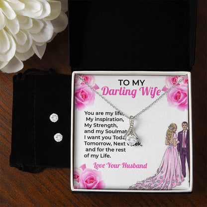 To My Darling Wife, My Everything - Beauty Necklace & Earring Set