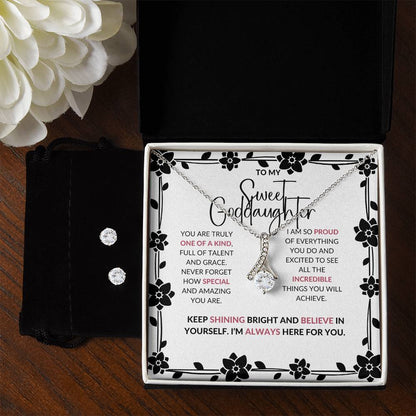 Alluring Beauty Necklace & Earring Set | To My Sweet Goddaughter | Celebrate Her Unique Spirit | Goddaughter Gift