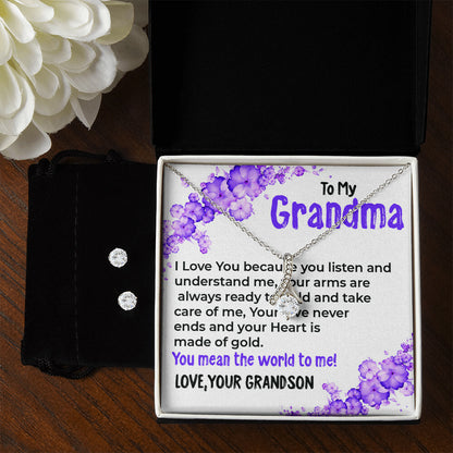 To My Grandma, My World | Stunning Alluring Beauty Necklace Gift from Grandson | Gift for Grandma