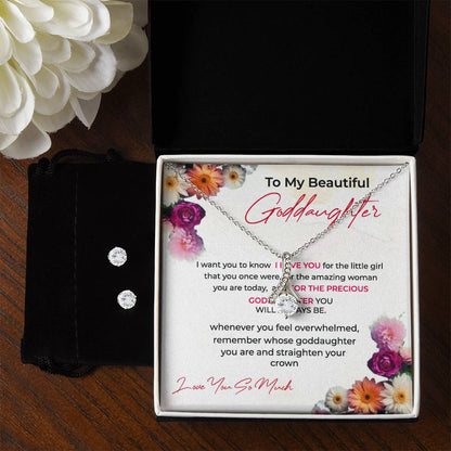 Alluring Beauty Necklace & Earring Set | To My Beautiful Goddaughter | A Timeless Piece for a Timeless Bond | Goddaughter Gift