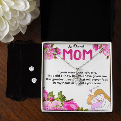 To My Dearest Mom | Elegant Alluring Beauty Jewelry Set with Earrings | Necklace Gift For Mom