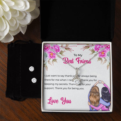 To My Lifetime Best Friend - Alluring Beauty Necklace and Earrings Set | Gift for Best Friend | Friendship Gift