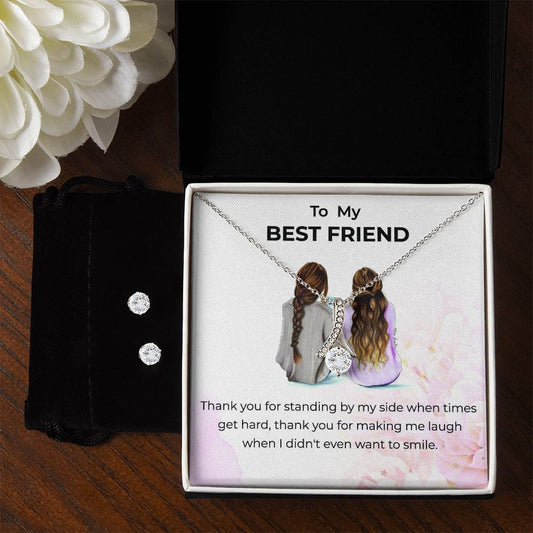 To My Bestie Thank You - Alluring Beauty Necklace and Earrings Set | Gift for Best Friend | Friendship Gift