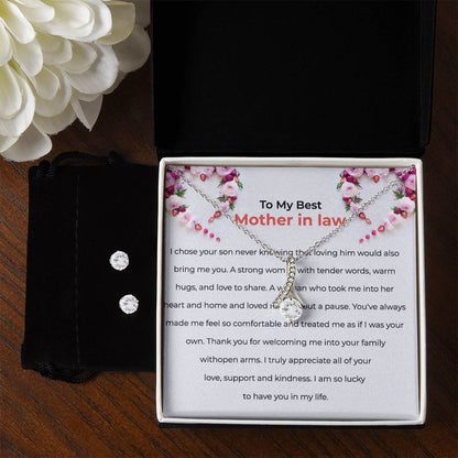 To the Best Mother-in-law | Eternal Beauty Necklace | Cherished Gift for Mother-in-law | Necklace & Earring Set Gift