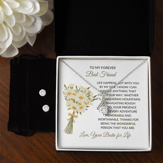 To My Forever Best Friend - Alluring Beauty Necklace and Earrings Set | Gift for Best Friend | Friendship Gift