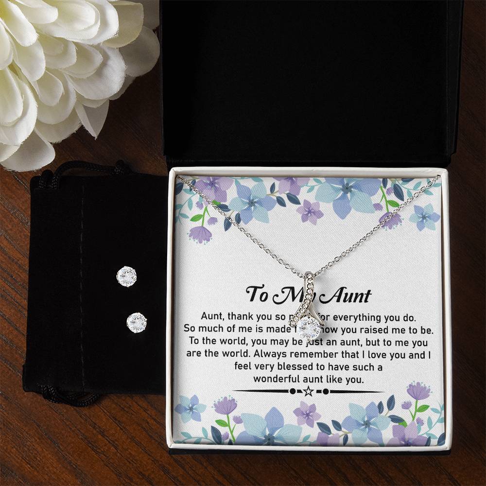 To My Aunt  Necklace & Earrings  Gift Set– Alluring Beauty Earrings & Necklace Set For Aunt - SOUVMOUR