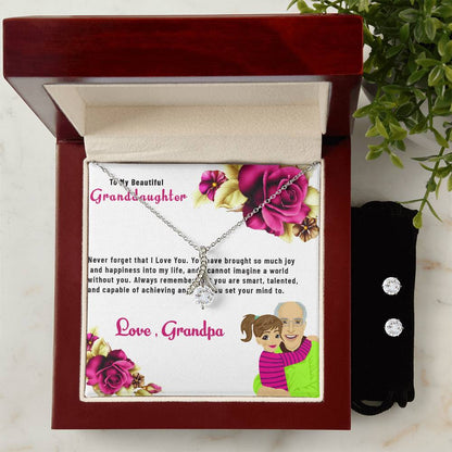 To My Lovely Granddaughter | Alluring Beauty Necklace & Earring Set, A Treasured Gift from Grandpa