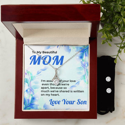 To My Mom | Gorgeous Jewelry Set Featuring Alluring Beauty Design from Son | Necklace Gift For Mom