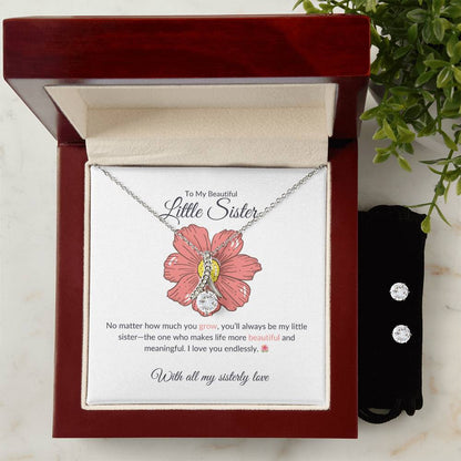 To My Beautiful Little Sister – Necklace & Earrings Set | A Beautiful Gift for a Beautiful Sister