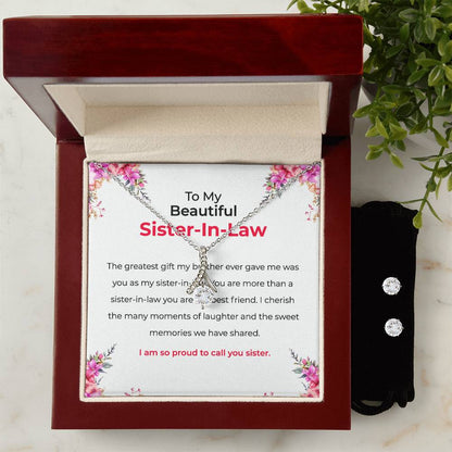 To My Beautiful Sister-in-Law | Alluring Beauty Necklace & Earring Set | Gift for Sister-in-Law