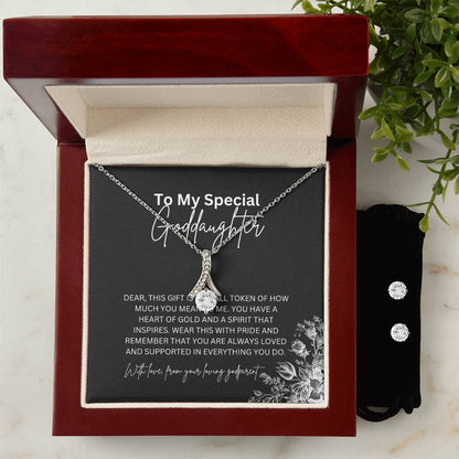Alluring Beauty Necklace & Earring Set | To My Special Goddaughter | A Gift of Grace and Charm | Goddaughter Gift