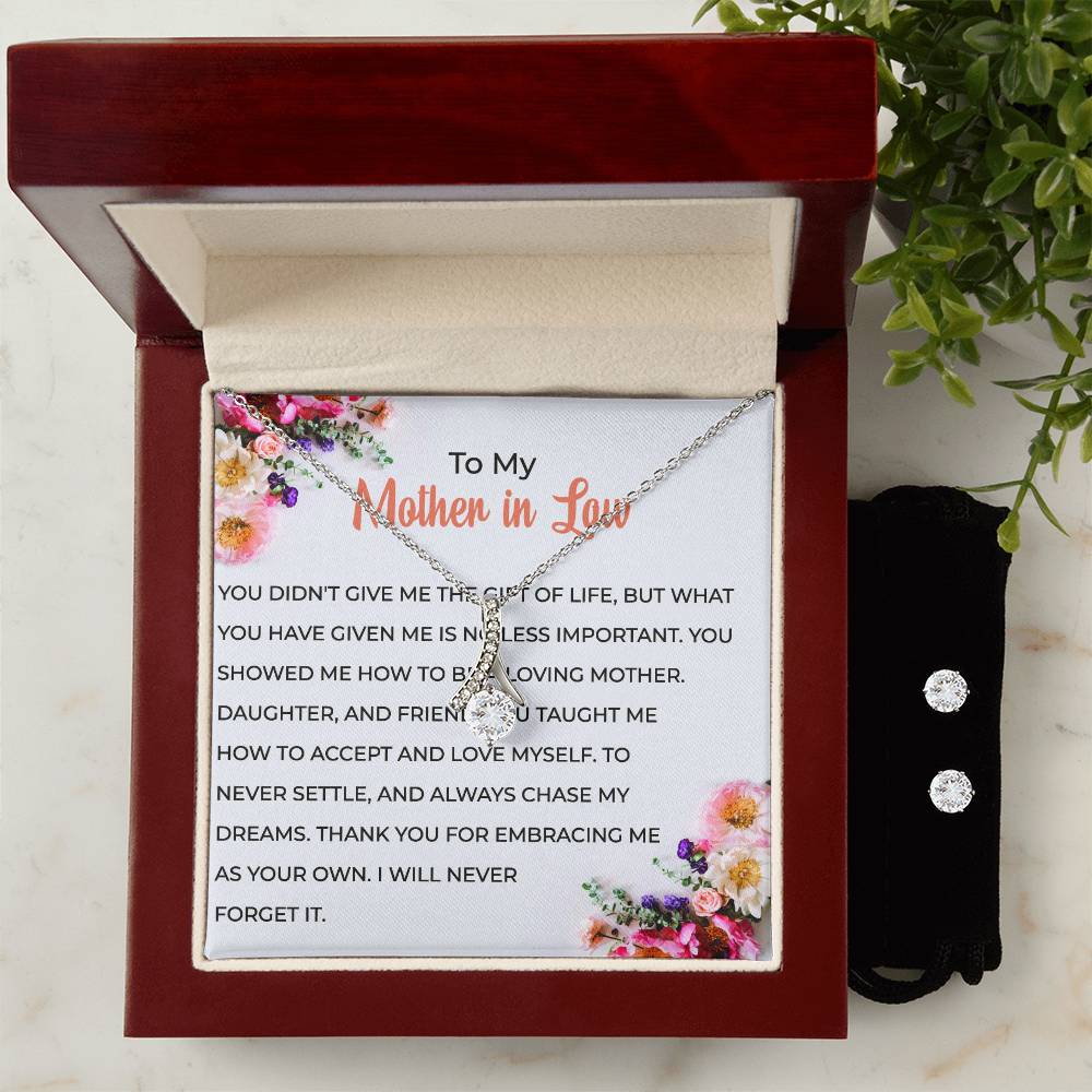 To My Cherished Mother-in-law | Eternal Beauty Necklace | Elegant Mother-in-law Gift | Necklace & Earring Set Gift