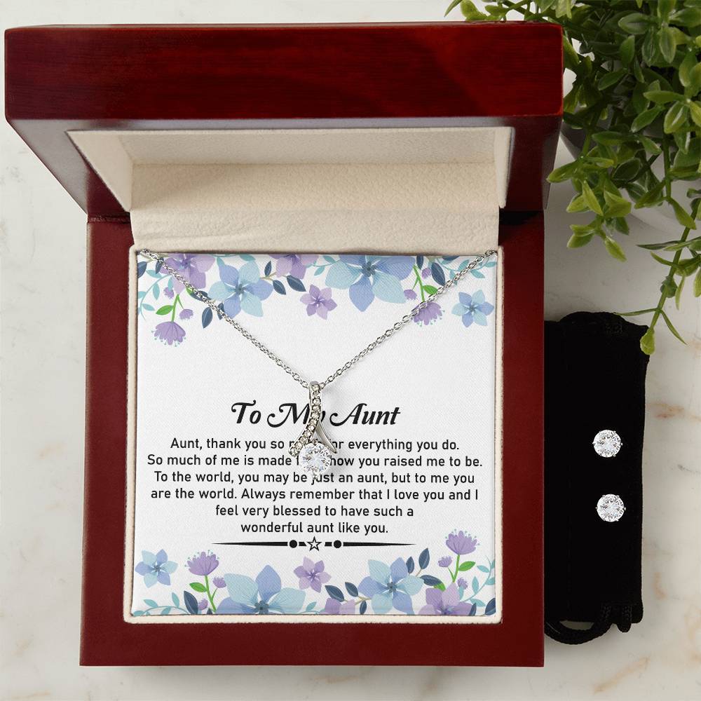To My Aunt  Necklace & Earrings  Gift Set– Alluring Beauty Earrings & Necklace Set For Aunt - SOUVMOUR