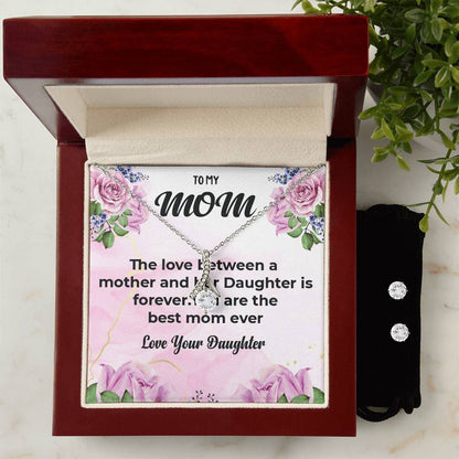 To My Mom | Elegant Alluring Beauty Necklace and Earrings Gift | Mother-Daughter Bond Necklace
