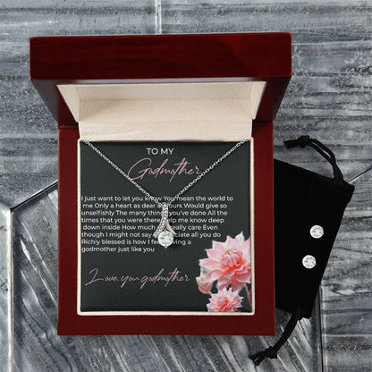 To My Godmother Alluring Beauty Necklace & Earrings Set – A Timeless Gift of Love and Appreciation | Godmother Gift