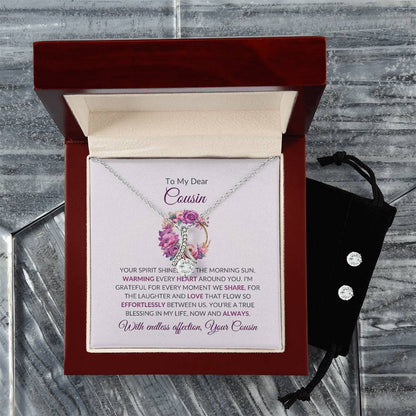 Cousin Necklace | To My Dear Cousin - Alluring Beauty Necklace & Earring Set | Cousin Friendship Necklace