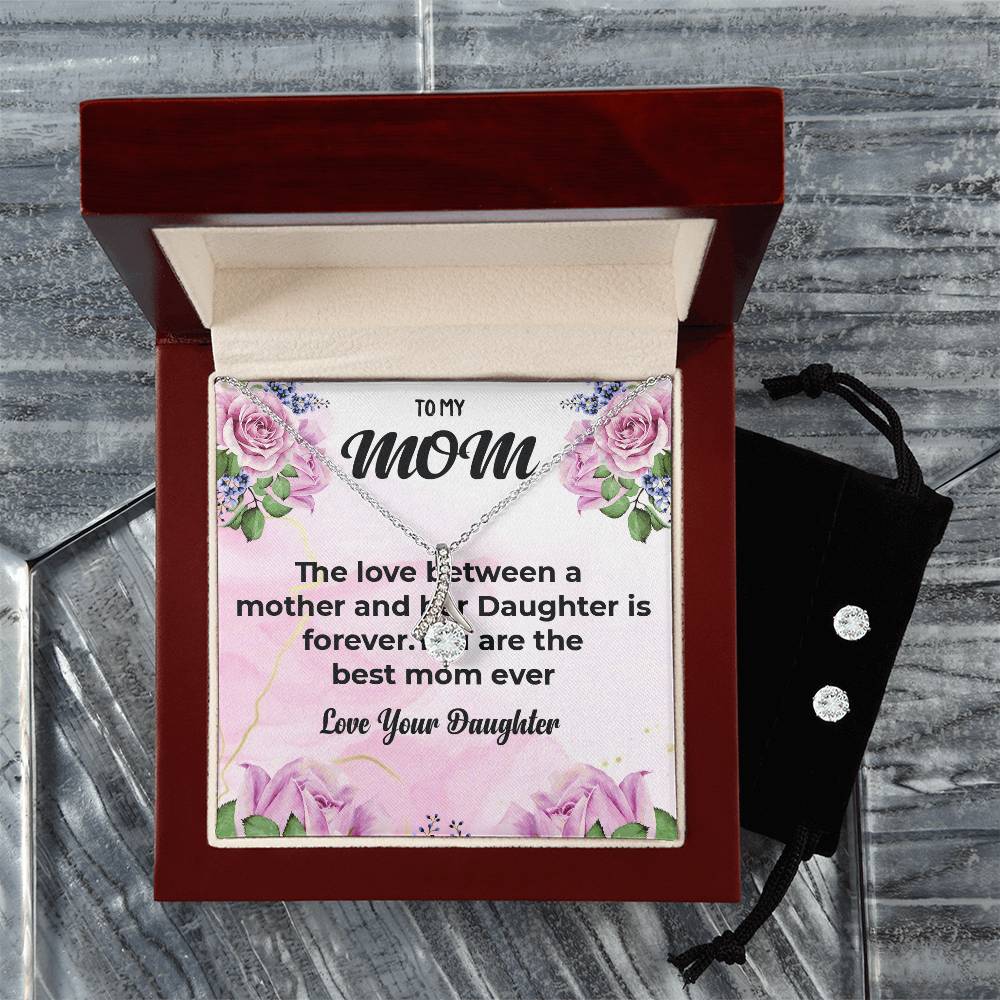 To My Mom | Elegant Alluring Beauty Necklace and Earrings Gift | Mother-Daughter Bond Necklace