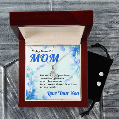 To My Mom | Gorgeous Jewelry Set Featuring Alluring Beauty Design from Son | Necklace Gift For Mom