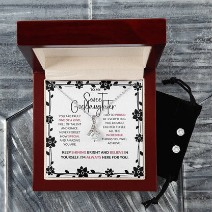 Alluring Beauty Necklace & Earring Set | To My Sweet Goddaughter | Celebrate Her Unique Spirit | Goddaughter Gift