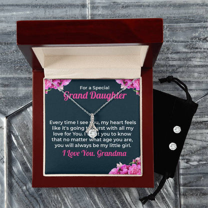 To My Special Granddaughter | Alluring Beauty Necklace & Earring Set, A Gift from Grandma