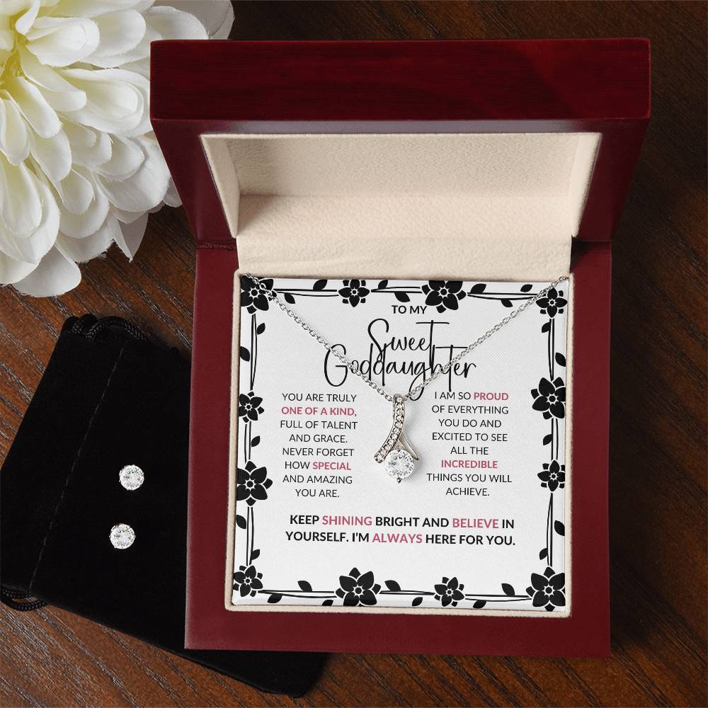 Alluring Beauty Necklace & Earring Set | To My Sweet Goddaughter | Celebrate Her Unique Spirit | Goddaughter Gift