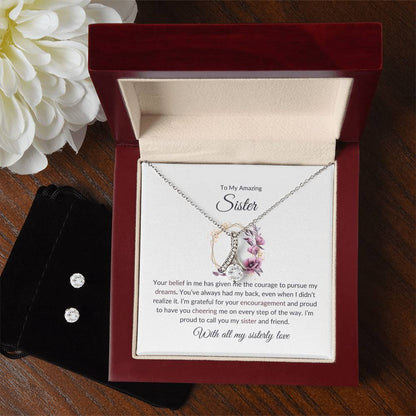To My Amazing Sister – Elegant Beauty Necklace & Earring Bundle | For the Best Sister Ever