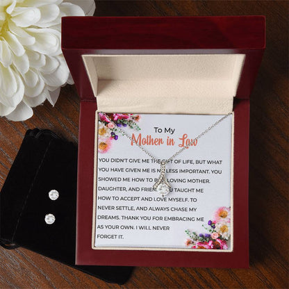 To My Cherished Mother-in-law | Eternal Beauty Necklace | Elegant Mother-in-law Gift | Necklace & Earring Set Gift