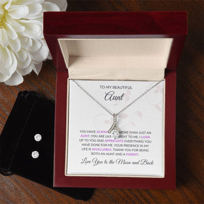 Love Knot Earrings & Necklace Set Gift for Aunt | Perfect Jewelry Gift for Aunt - SOUVMOUR