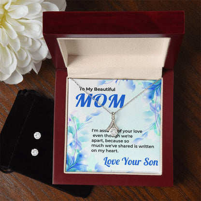 To My Mom | Gorgeous Jewelry Set Featuring Alluring Beauty Design from Son | Necklace Gift For Mom