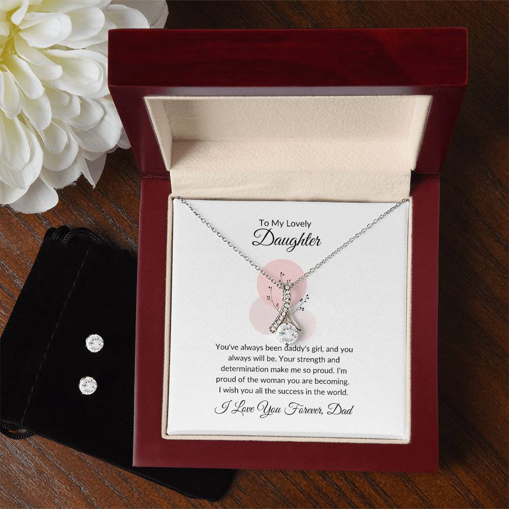 To My Lovely Daughter | Heartfelt Beauty Necklace & Earrings Bundle Gift For Daughter - SOUVMOUR