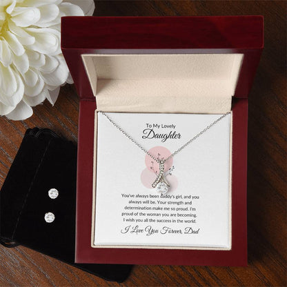 To My Lovely Daughter | Heartfelt Beauty Necklace & Earrings Bundle Gift For Daughter - SOUVMOUR