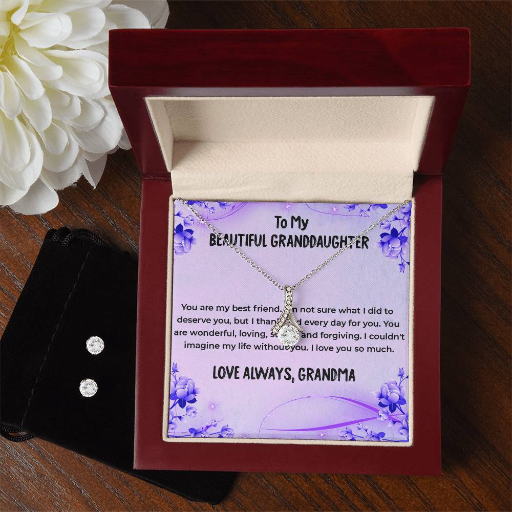 To My Wonderful Granddaughter | Alluring Beauty Necklace & Earring Set, A Special Gift from Grandma