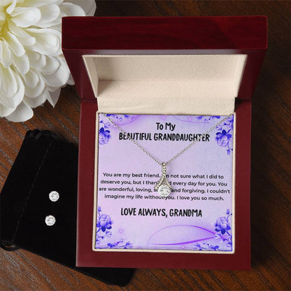 To My Wonderful Granddaughter | Alluring Beauty Necklace & Earring Set, A Special Gift from Grandma